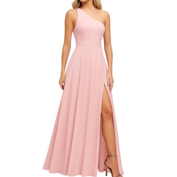 Thread Women's Pink One Shoulder Circle Skirt Chiffon Maxi Dress Size 10R NWT - Picture 1 of 16